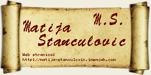 Matija Stančulović vizit kartica